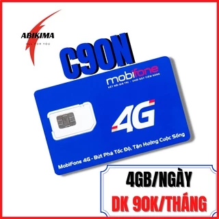 Sim 4G Mobifone C90N - CV119 Free Tháng Đầu - 4GB/NGÀY - 120GB DATA TỐC ĐỘ CAO - MIỄN PHÍ GỌI - ABIKIMA