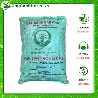 Đất hữu cơ trồng rau, hoa, cây cảnh Bảo Anh 15dm3, giá thể trồng cây dinh dưỡng cao 1 bao 10KG 🌱