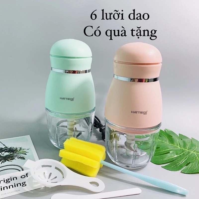 [6 Lưỡi Dao - BH 12tháng] Máy xay đa năng HATTIECS 0,3L, máy xay ăn dặm cho bé