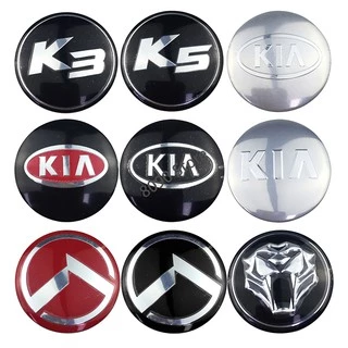 Set 4 sticker gắn tâm bánh xe oto trang trí hình KIA/ K3/ K5/ đầu sư tử 56mm