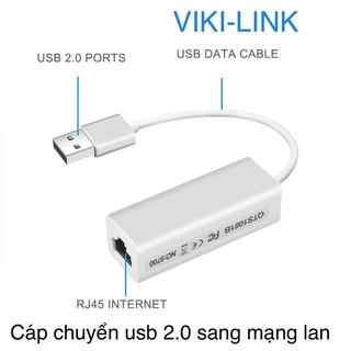 Đầu chuyển USB ra Lan 2.0 VIKI LINK - Cáp chuyển USB sang dây mạng, Bộ chuyển đổi USB ra LAN RJ45 USB 2.0