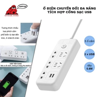 Ổ Cắm Điện Đa Năng Có Cổng Sạc USB Chống Giật Có Đèn Báo An Toàn Trẻ Nhỏ Phích Cắm 3 Chân