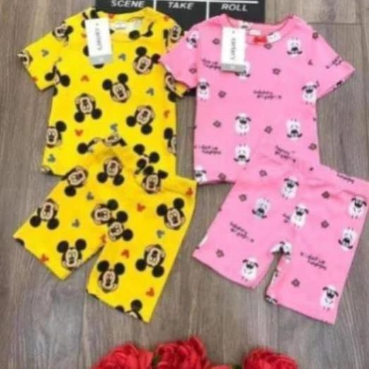 Bộ Cotton Bozip Cộc Tay Xuất Dư Cho Bé Trai/Gái