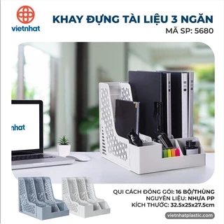 Khay Kệ dựng tài liệu văn phòng 3 ngăn xinh xắn Việt Nhật Giá đựng sách để bàn decor bàn học