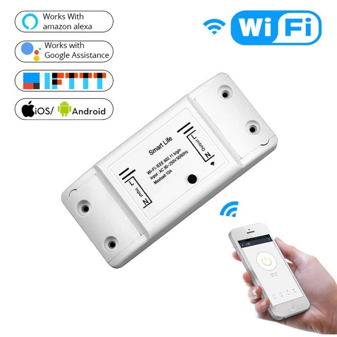 Công tắc hẹn giờ bật tắt bằng điện thoại kết nối wifi smart life 10A 220v công tắc wifi