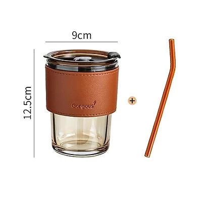 [Có sẵn] Cốc thủy tinh hổ phách 450ml, kèm ống hút siêu cute( giao màu ngẫu nhiên ) _ cáp sạc iphone