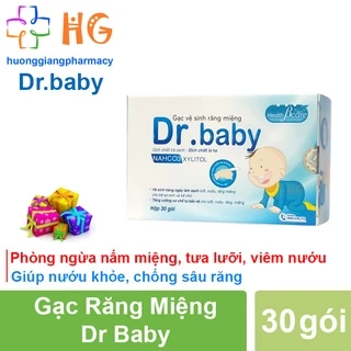 Gạc răng miệng Dr Baby gúp vệ sinh hàng ngày cho trẻ sơ sinh và trẻ nhỏ tăng cường bảo vệ cho lưỡi nướu miệng Hộp 30 gói