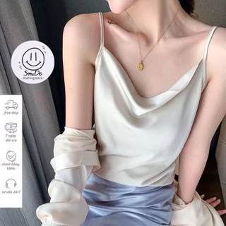 Áo Lụa Trơn 2 Dây Cổ Đổ Phối Cùng Với Áo Vest Cực Xinh, Quý Phái | Smide Clothing