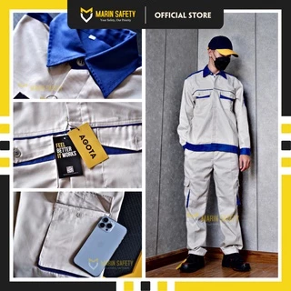 Quần áo bảo hộ lao động thương hiệu AGOTA QA02 vải kaki 3/1 phối màu dày dặn, thoáng mát khi sử dụng