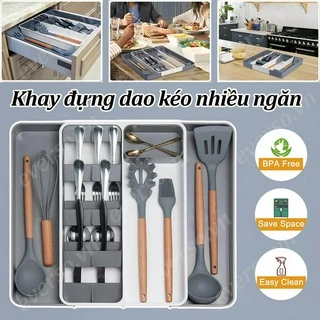 Khay chia thìa dĩa đũa lớn nhiều ngăn - khay cài dao tủ bếp nhựa dày đẹp Hộp cài dao nhà bếp ba tầng - khay đựng dao 3 tầng - giữ cho nhà bếp gọn gàng ngăn nắp Giá Đỡ Dụng Cụ Ăn Uống Có Thể Mở Rộng Tiện Dụng Cho Nhà Bếp