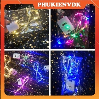 Dây Đèn Led Trang Trí Fairylight Đom Đóm Sẵn Pin Nhiều Màu Sắc 1m 2m 3m