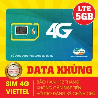 Sim data 4G Viettel DC500 - 5Gb/ tháng - Trọn Gói 1 năm