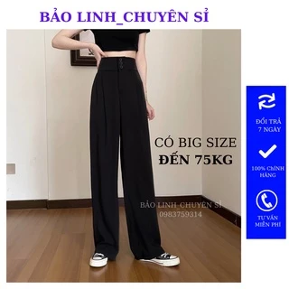 Quần Ống Rộng Cạp Cao Bigsize Bảo Linh, Quần Tây Nữ Ống Suông Lưng Cao 3 Khuy