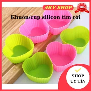 Khuôn cup silicon ⚡ MẪU MỚI ⚡ khuôn cup tim rời dùng làm thạch, rau câu dễ dàng lấy