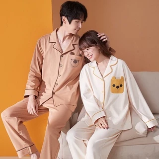 Bộ đồ Pyjama nam và nữ mặc đôi họa tiết hoạt hình siêu dễ thương