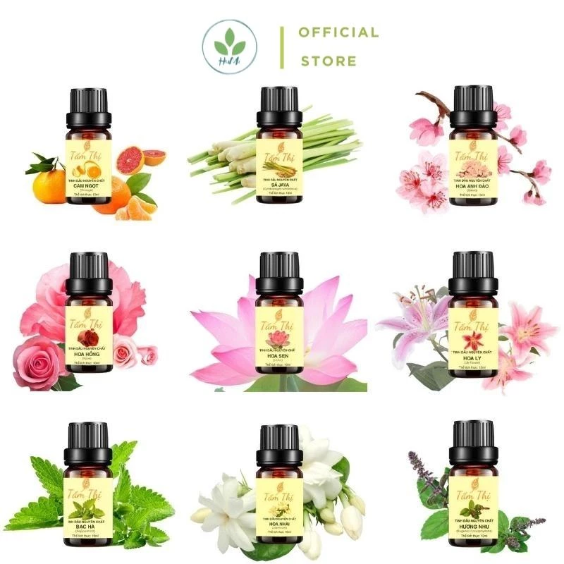 Tinh Dầu Thiên Nhiên Khử Khuẩn Nguyên Chất Lọ 10ml Giúp Làm Thơm Phòng Nhiều Mùi Đa Dạng như Oải Hương &7 Hương Hoa Khác