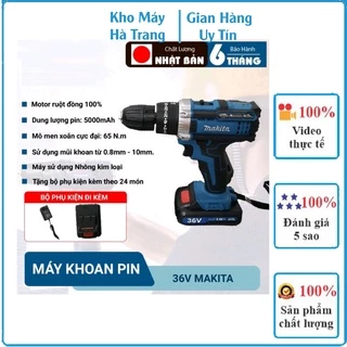 Máy Khoan Pin 36V Makita 3 Chức Năng Bắn Vít Khoan Tường  - Tặng Kèm 24 Chi Tiết Gồm Các Mũi Khoan + Mũi Bắt Vít nở