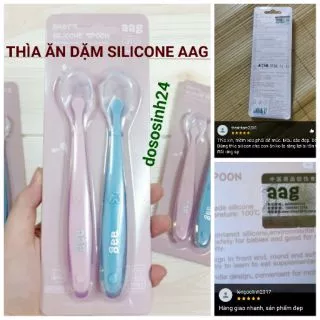 Thìa AAG, set 02 thìa ăn dặm Silicone chính hãng