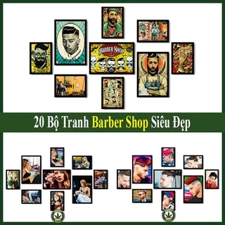 Album 20 Bộ Khung Tranh Tóc - Tranh Barber Shop Trang Trí Quán Tóc Có Khung và Phụ Kiện Treo