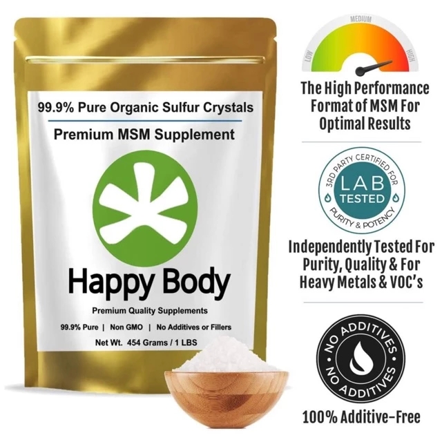 Bột Lưu Huỳnh Hữu Cơ MSM Happy Body 454g / Organic Sulfur Crystals MSM