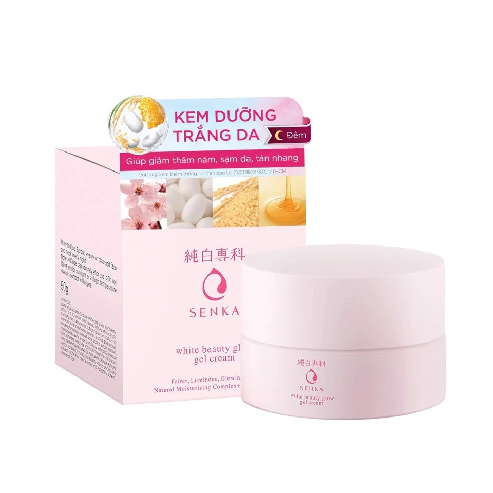 SENKA KEM DƯỠNG TRẮNG DA BAN ĐÊM WHITE BEAUTY GLOW GEL CREAM 50G