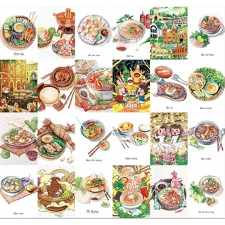 Set decal dán tường Đồ ăn Ngon, Decal decor phòng ngủ, số lượng 24,50 tấm, trang trí phòng kích thước mỗi tấm khổ A5