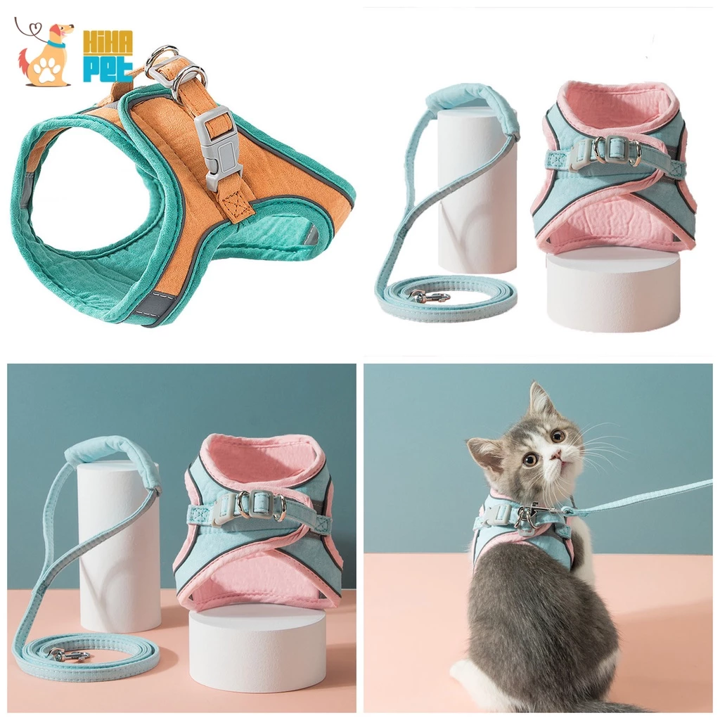 Dây Dắt Chó Mèo Đi Dạo Dễ Thương Gồm Yếm Hàn Quốc Trước Ngực Và Dây Dắt Màu Pastel Cao Cấp Hihapet.