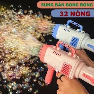 Súng Bắn Bong Bóng 32 Nòng Siêu Mạnh, (Tặng Pin, Nước)