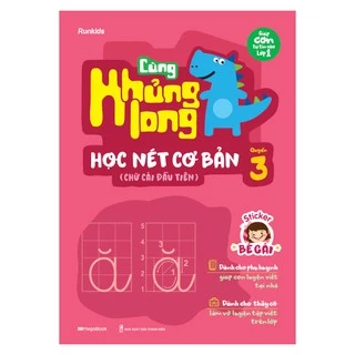 Sách Cùng khủng long học nét cơ bản quyển 3 (chữ cái đầu tiên) bé gái