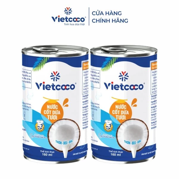 Combo 2 lon nước cốt dừa tươi Vietcoco 160ml - Món ngọt