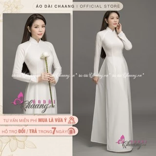 Áo dài trắng cao cấp Chaang may sẵn áo dài nữ truyền thống lụa Mỹ chụp hình dự tiệc cưới đi lễ đẹp