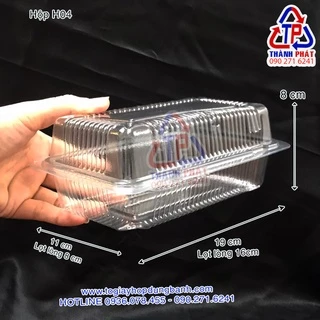 100 Hộp nhựa H04 đựng bánh cuộn 16cm, đựng bánh mì tan chảy, bánh mì chà bông