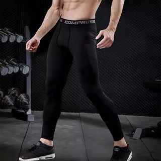 QUẦN GIỮ NHIỆT COMBAT PRO, QUẦN LEGGING TẬP GYM NAM DÁNG DÀI MÀU ĐEN