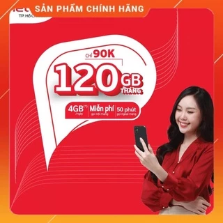 ANDYPHAMSHOP {FREE 30 NGÀY}Sim 4G Viettel gói V90 mới {V120Z} {V120N} 120GB/Tháng {4GB/Ngày} miễn phí gọi nội mạng