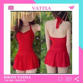 Đồ bơi bikini liền thân dáng váy che bụng mặc đi biển đi bơi kín đáo VATIXA BKN84