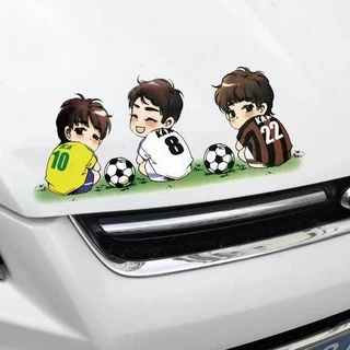 Logo decal tem dán hình cầu thủ bóng đá hoạt hình dán xe ô tô, xe hơi