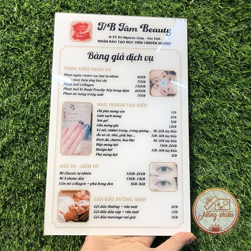 Menu / Bảng giá dịch vụ cho Spa Beauty - Thiết kế thông tin theo yêu cầu