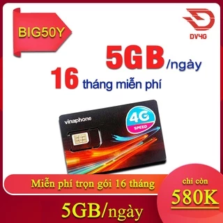 Sim 4G Big50y -Thaga60 -TD49 -Happy -D500 -U1500, không giới hạn dung lượng tốc độ 4G, trọn gói 1 năm