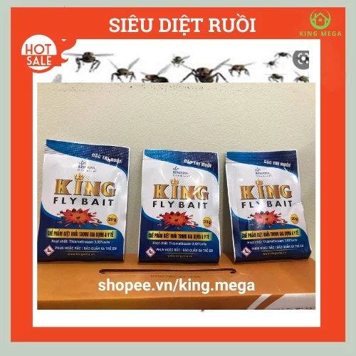 Diệt ruồi cống  - Siêu hiệu quả diệt ruồi nhanh - An toàn tuyệt đối( Gói 20g Trắng xanh) - King Fly Bait