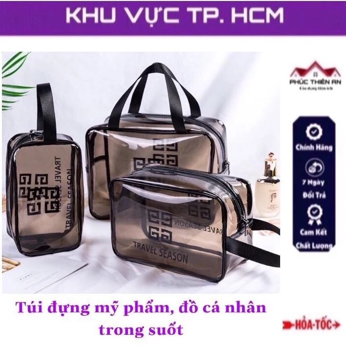 Sét 3 túi đựng mỹ phẩm trong suốt chống nước