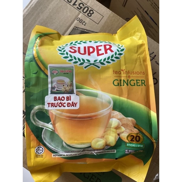 Trà gừng hòa tan super 400g( 20gx 20 gói) date 12/2024