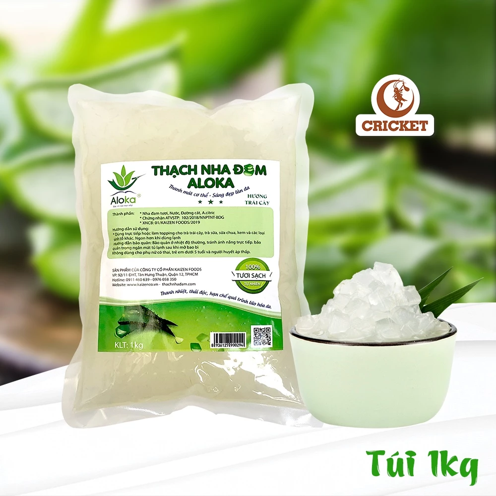 Thạch Nha Đam Aloka Túi 1kg - Giòn ngọt thơm ngon, an toàn sức khỏe, giải khát mùa hè