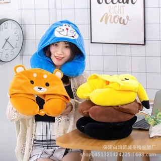 Gối Kê Cổ Chữ U Hình Hoạt Hình totoro Doraemon Kumamon BROWN BEAR Pichachu