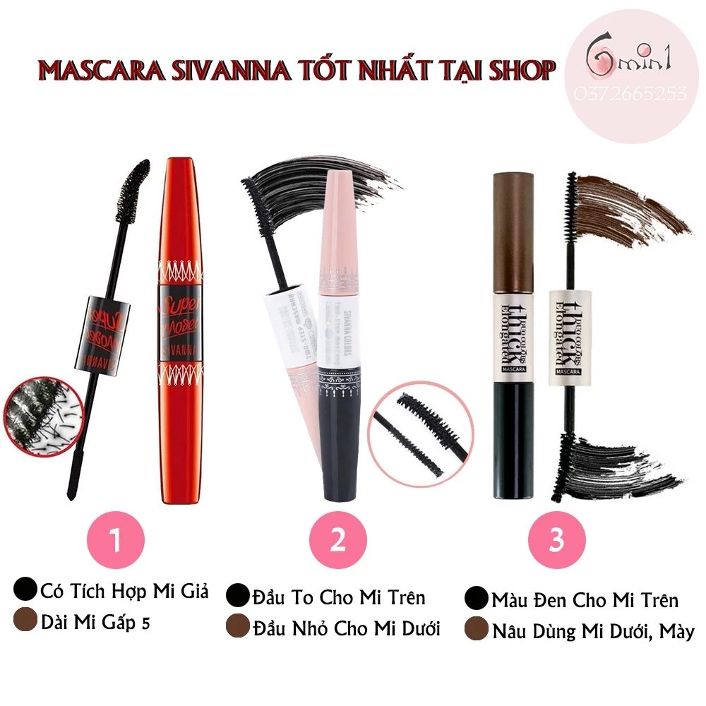 [THAILAND] Chuốt Mi Mascara Sivanna Colors Dài Mi Không Thấm Nước Các Loại Tối Ưu Nhất