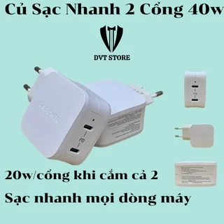 [Chính Hãng] Củ Sạc Ravpower 40W - 2 Cổng Type C - Sạc Nhanh 20w/30w PD - QC