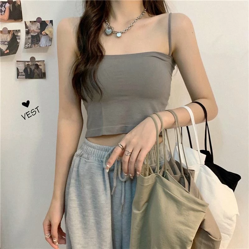 [NEW] Áo bra cotton trơn cao cấp, Áo lót vest ngang ngực dạng ống 2 dây có miếng lót ngực AB.403