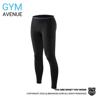 Quần legging nam PRO COMBAT dài full đen chuyên GYM Bóng rổ Đá banh Chất Thun Co Dãn 4 Chiều