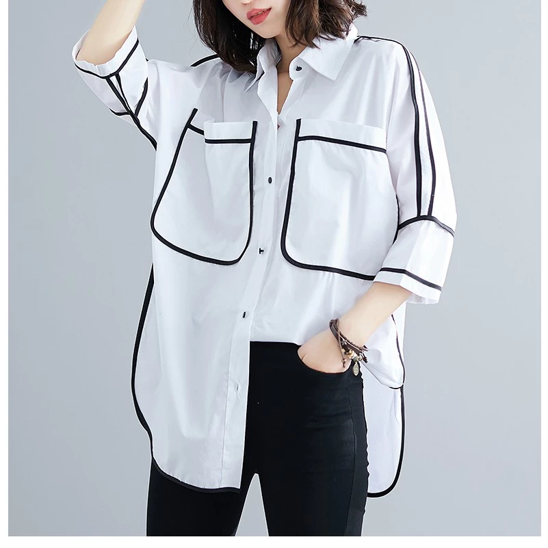 Áo Sơ Mi Ulzzang Túi Viền Nam Nữ BIGSIZE 50-100KG | Sơ Mi Form Rộng Unisex Thời Trang