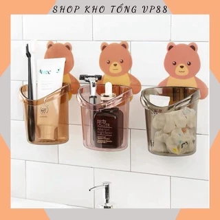 SET 2 Cốc Đựng Bàn Chải, Kem Đánh Răng Cute Hình Gấu Gắn Tường 88183 SHOP KHO TỔNG VP88