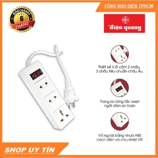 Hỏa Tốc 2h Ổ Cắm Điện Quang ĐQ 002A-02 (3 lỗ - dây 2m-5m - 1 công tắc), chống cháy ,nổ ,chất lượng cao